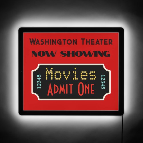 Personalized Home Theater Ticket Illuminated Sign