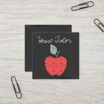 Personalized Home Tutor Teacher Apple Chalkboard Square Business Card by Ricaso_Intros at Zazzle