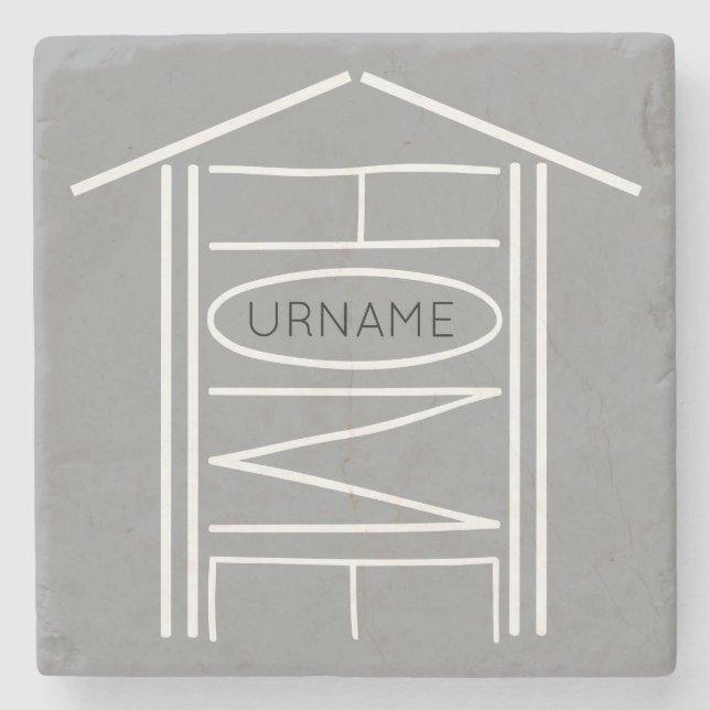 Personalized HOME YOUR NAME Stone Coaster (Front)