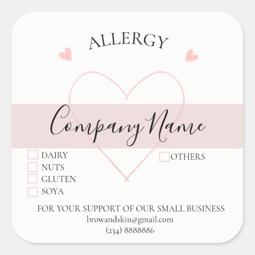 Personalized Homemade ALLERGY  Label