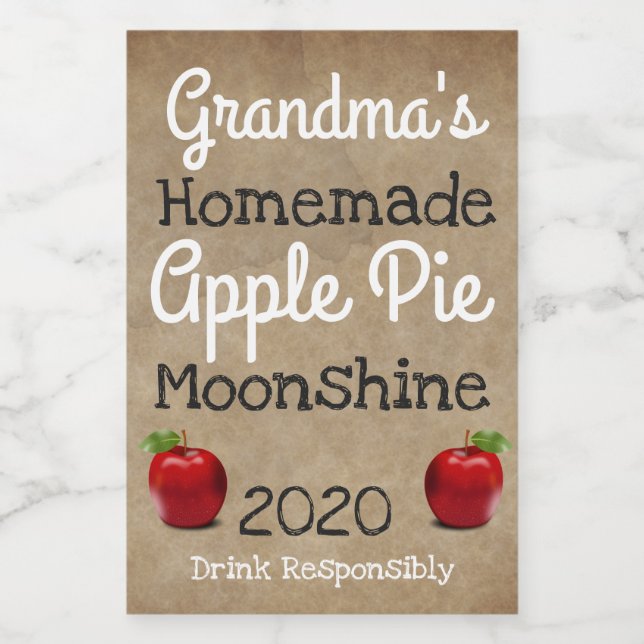Personalized Homemade Apple Pie Moonshine Label (Single Label)