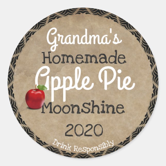 Personalized Homemade Apple Pie Moonshine Label (Front)