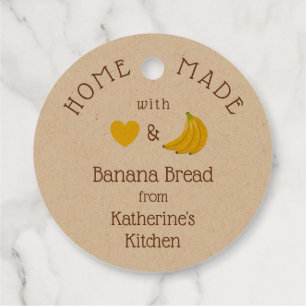 Personalized Homemade Banana bread Rustic Kraft Favor Tags