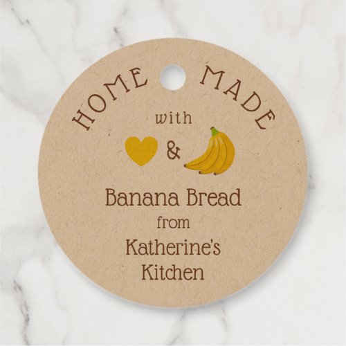 Personalized Homemade  Banana bread Rustic Kraft   Favor Tags