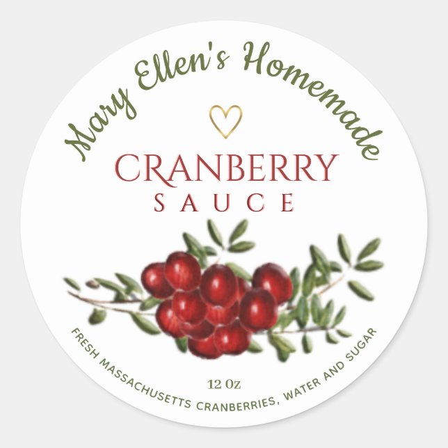 Personalized Homemade Cranberry Sauce Label (Front)