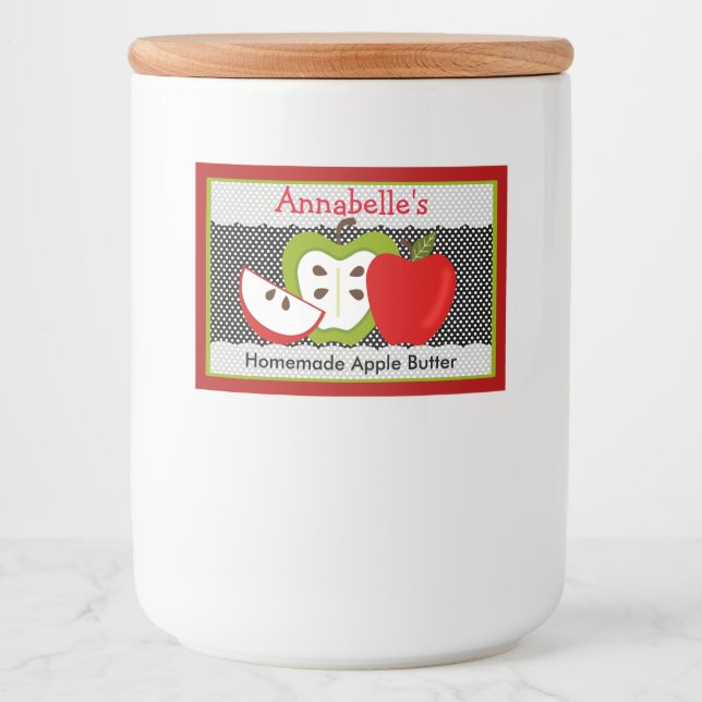 Personalized Homemade Food Apple Design Food Label (Front)