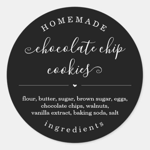 Personalized Homemade Food Black Background Classi Classic Round Sticker