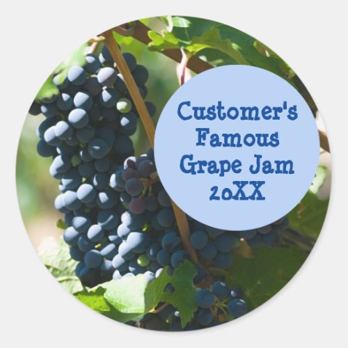 Personalized Homemade Grape JamJelly Template Classic Round Sticker