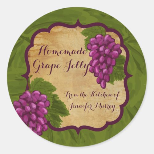 Personalized Homemade Grape jelly Label Sticker