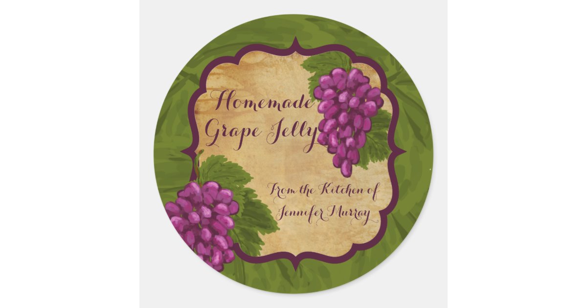 Personalized Homemade Grape jelly Label Sticker Zazzle