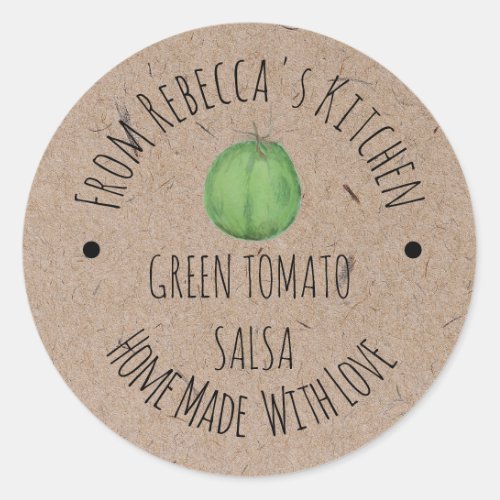 Personalized Homemade Green Tomato Salas  Classic Round Sticker