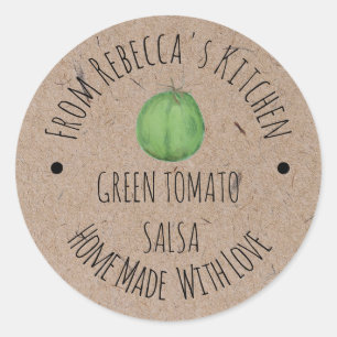 Personalized Homemade Green Tomato Salas  Classic Round Sticker