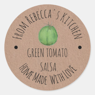 Personalized Homemade Green Tomato Salas  Classic Round Sticker