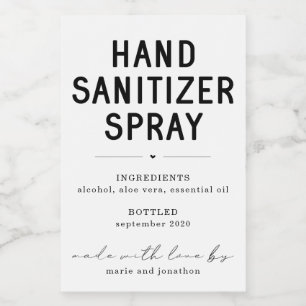 Personalized Homemade Hand Sanitizer Spray Label