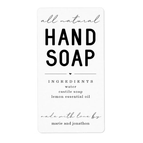 Personalized Homemade Hand Soap Label