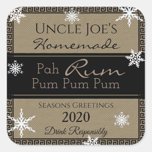 Personalized Homemade Holiday Rum Square Sticker
