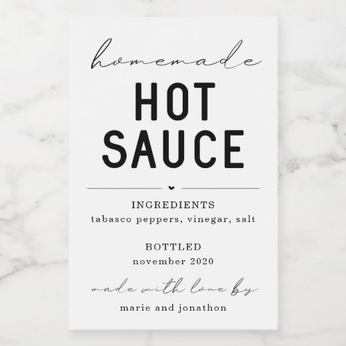 Personalized Homemade Hot Sauce Label
