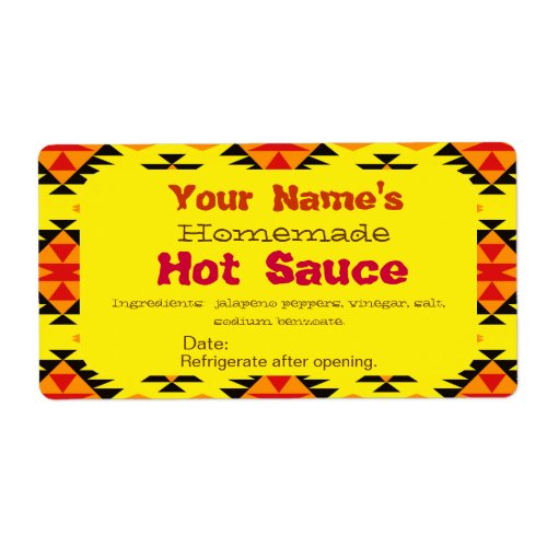 Personalized Homemade Hot Sauce Labels Indian Art