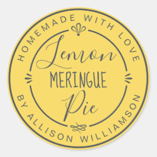 Personalized Homemade Lemon Meringue Pie Classic Round Sticker