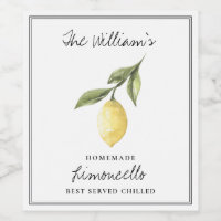 Personalized Homemade Limoncello Food Drink Labels