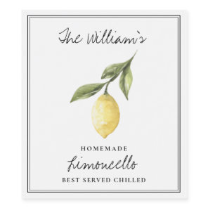 Personalized Homemade Limoncello Food Drink Labels