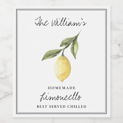 Personalized Homemade Limoncello Food Drink Labels