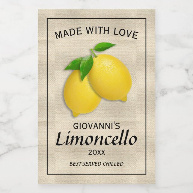 Personalized Homemade Limoncello Lemons Food Label (Single Label)