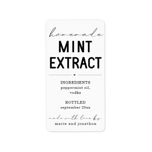 Personalized Homemade Mint Extract Label