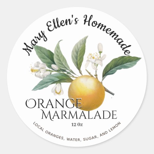 Personalized Homemade Orange Marmalade Label