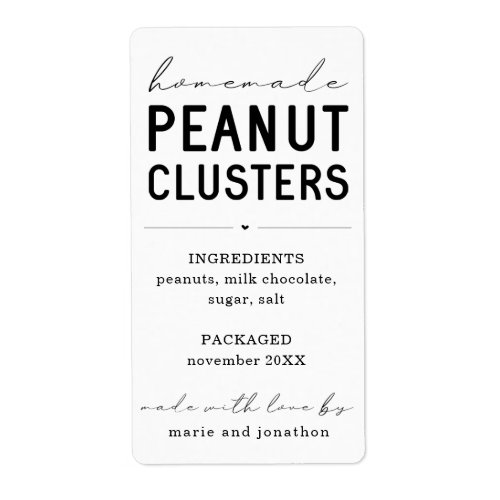 Personalized Homemade Peanut Clusters Label