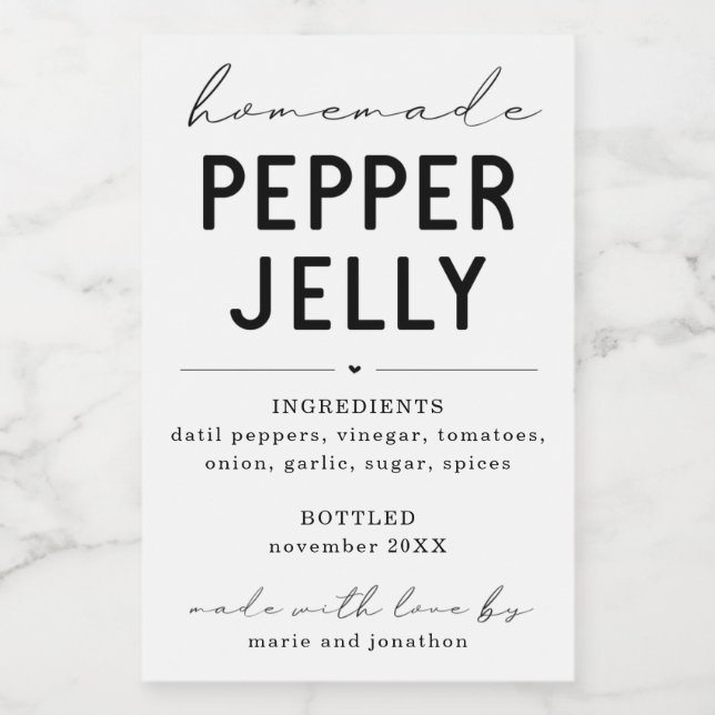 Personalized Homemade Pepper Jelly Label (Single Label)