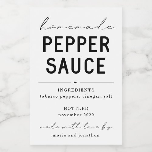 Personalized Homemade Pepper Sauce Label