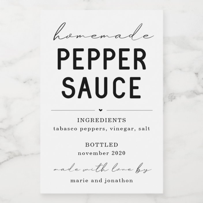 Personalized Homemade Pepper Sauce Label