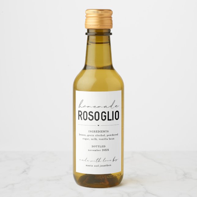 Personalized Homemade Rosoglio Bottle Label (Front)
