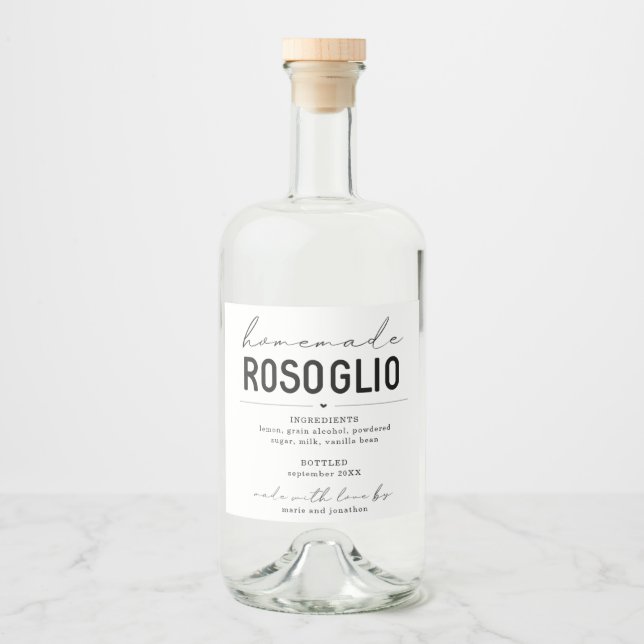 Personalized Homemade Rosoglio Bottle Label (Front)