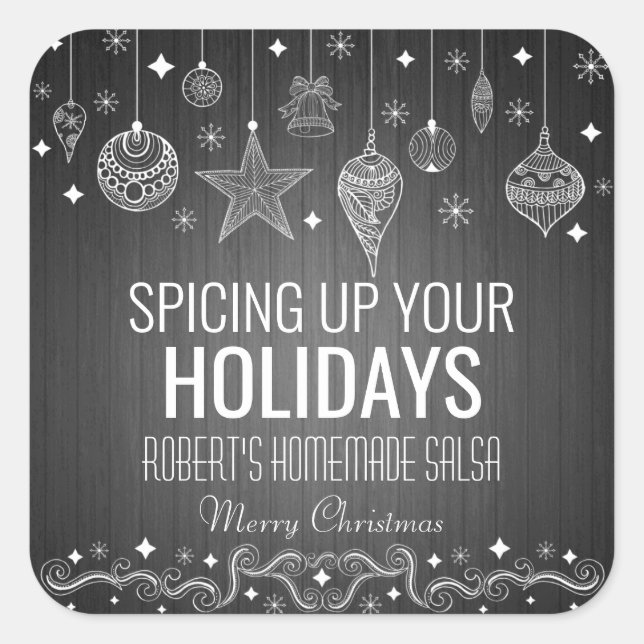 Personalized Homemade Salsa Holiday Square Sticker (Front)