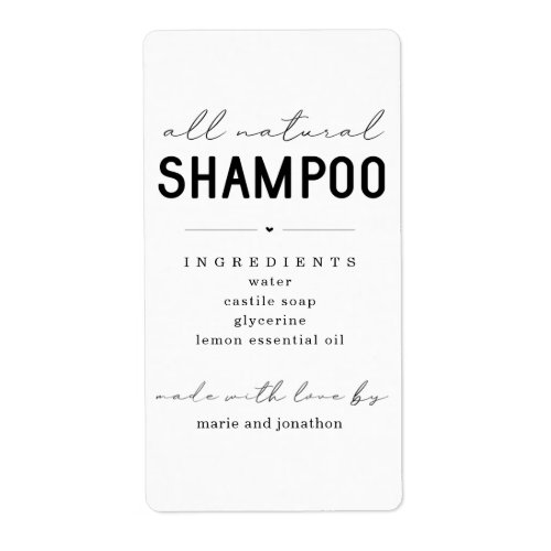 Personalized Homemade Shampoo Label