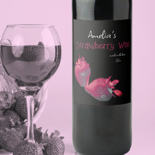 Personalized Homemade Strawberry Wine Wine Label