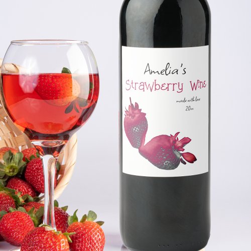 Personalized Homemade Strawberry Wine Wine Label