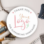 Personalized Homemade Thank you  Classic Round Sticker<br><div class="desc">Add your logo to this classic white thank you sticker.  Say thank you to your customers who support your homemade products. Easily upload your logo and edit the bottom line if required. Personalized Homemade Thank you Classic Round Sticker.</div>