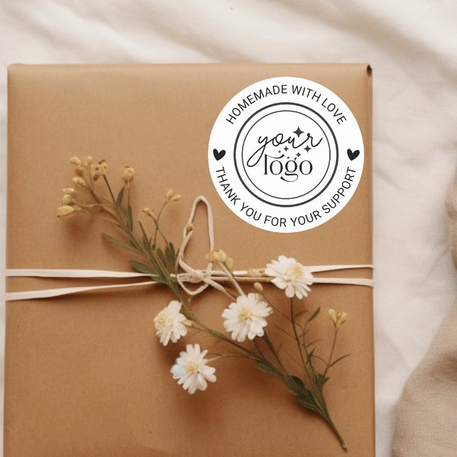 Personalized Homemade Thank you  Classic Round Sticker (handmade logo thank you for your support sticker
)