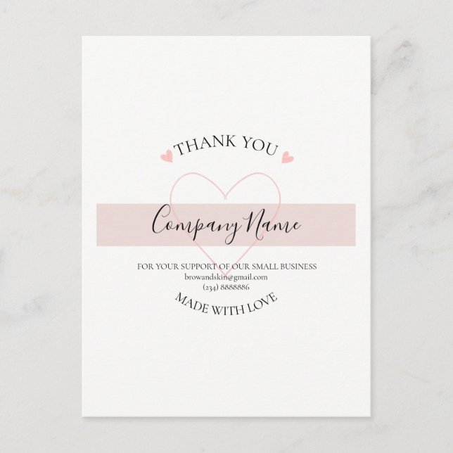 Personalized Homemade THANK YOU  Label Postcard (Front)