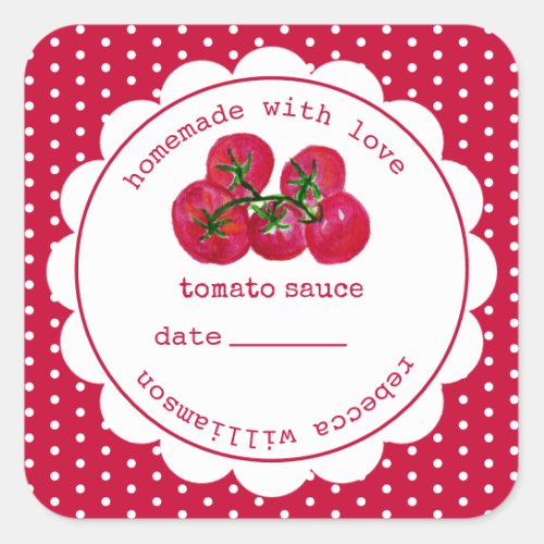 Personalized  Homemade tomato sauce jar Square Sti Square Sticker