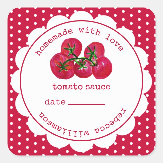 Personalized  Homemade tomato sauce jar Square Sti Square Sticker (Front)