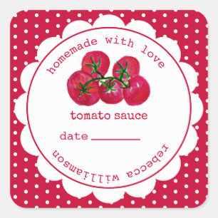 Personalized  Homemade tomato sauce jar Square Sti Sticker
