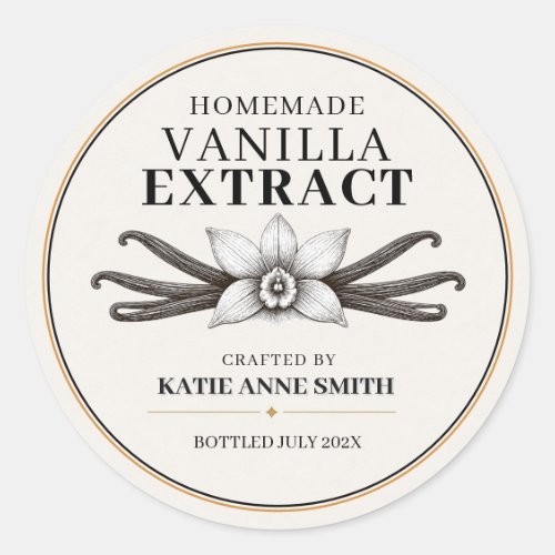 Personalized Homemade Vanilla Extract Bottle Classic Round Sticker