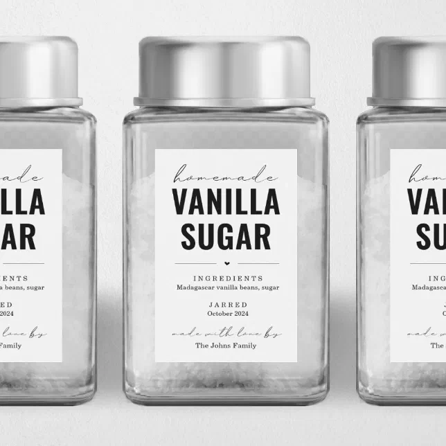 Small Sugar Label Personalized Homemade Vanilla Sugar Label | Zazzle