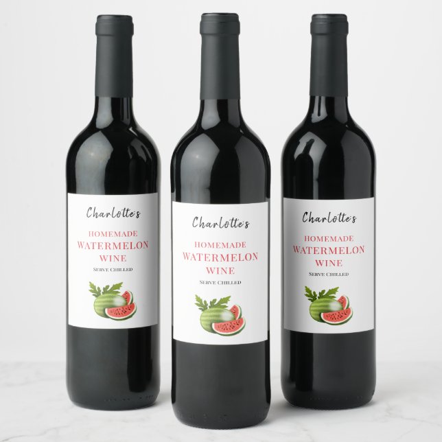 Personalized Homemade Watermelon  Wine Label (Bottles)