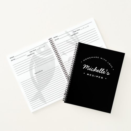 Personalized Homemade with Love Black Notebook