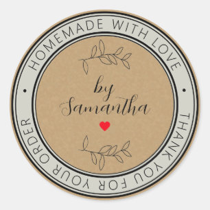 Personalized Homemade with Love Classic Round Sticker